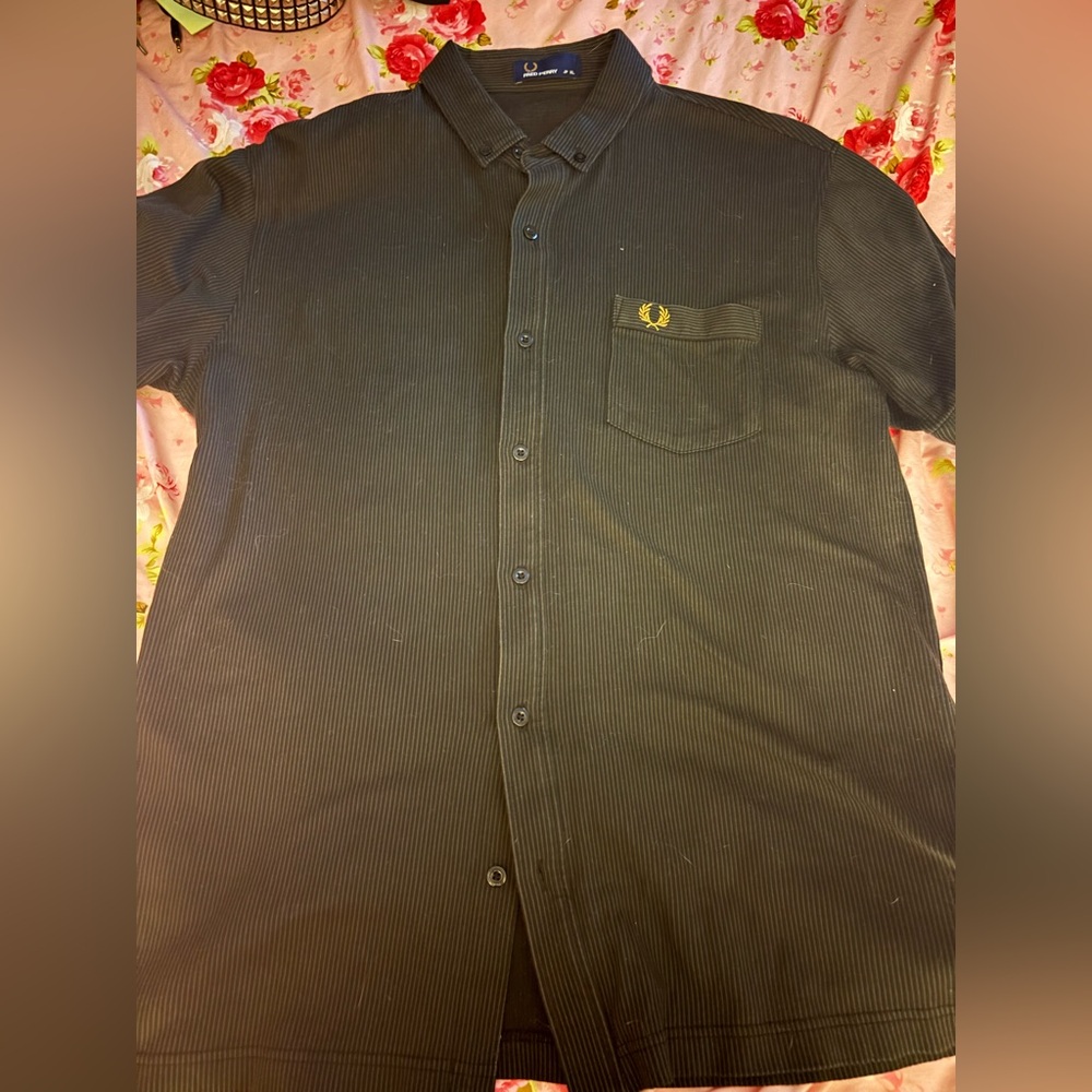 Men’s Fred Perry Black Casual Button Down Shirt XL Japanese size